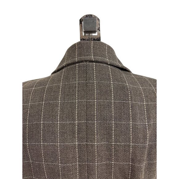 Anne Klein II Womens Brown Plaid Wool Blazer 24W Double-Breasted Tall Plus - Picture 12 of 16